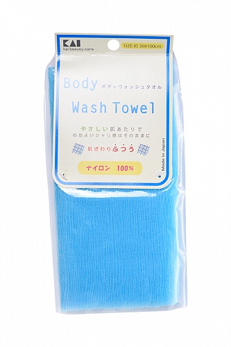 Мочалка для тела Kai Body Wash Towel средней жесткости, голубая, 30×100 см Kai 0