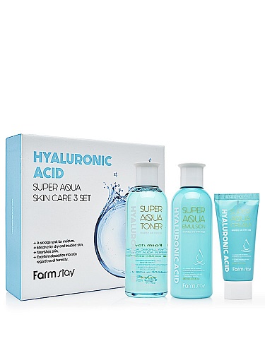 Набор средств с гиалуроновой кислотой Farm Stay Hyaluronic Acid Super Aqua Skin Care 3 Set
