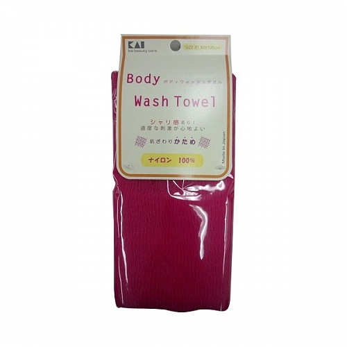 Мочалка для тела Kai Body Wash Towel жесткая, ярко-розовая, 30×100 см Kai 0