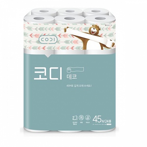 Особомягкая туалетная бумага  (двухслойная, с тиснёным рисунком) Ssangyong &amp;quot;Codi Pure Deco Soft&amp;Strong&amp;quot;