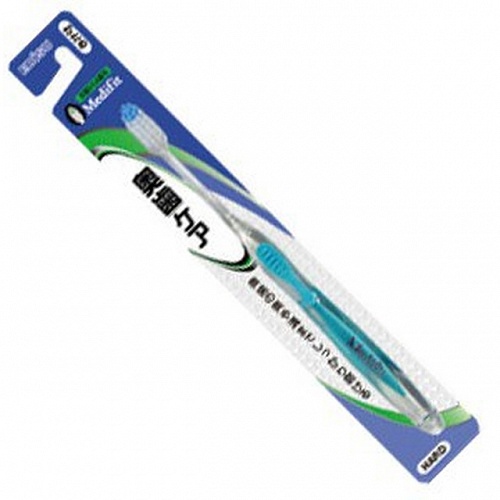 Компактная 4-х рядная зубная щетка с плоским срезом щетинок и прорезиненной прозрачной ручкой Ebisu