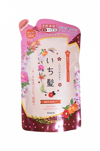 Шампунь для поврежденных волос интенсивно увлажняющий Kracie Ichikami с маслом абрикоса, сменная упаковка, 340 мл Kracie Ichikami