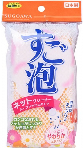Губка для мытья посуды мягкая мини размер 2-х цветная/розовая и оранжевая Towa SUGOAWA