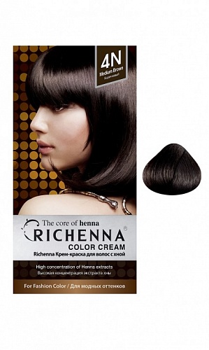 Крем-краска для волос с хной Richenna Sewha P&amp;C Inc. Color Cream Brown № 4N