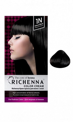 Крем-краска для волос с хной Richenna Sewha P&amp;C Inc. Color Cream Natural Black № 1N