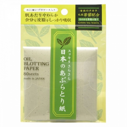 Cалфетки для снятия жирного блеска (с ароматом зеленого чая), Ishihara OIL OFF PAPER