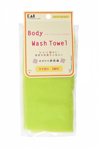 Мочалка для тела  Kai Body Wash Towel жесткая, салатовая, 30×100 см Kai 0