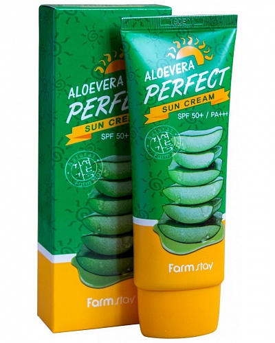 Солнцезащитный крем для лица с алоэ Farm Stay Aloevera Perfect Sun Cream SPF 50+ PA