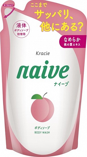 Мыло для тела жидкое с экстрактом листьев персикового дерева, сменная упаковка Kracie Naive