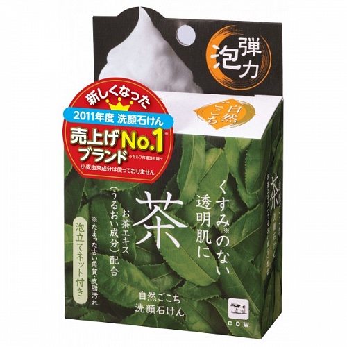 Мыло туалетное увлажняющее с гиалуроновой кислотой &amp;quot;Зеленый чай&amp;quot; Gyunyu Sekken (Cow) Shizen Gokochi