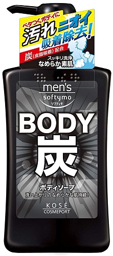 Мужское жидкое мыло для тела, c древесным углем Kose Cosmeport Mens Softymo Body Soap Charcoal