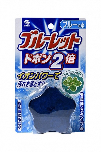 Таблетка для бачка унитаза Kobayashi Bluelet Dobon W с эффектом окрашивания воды и ароматом мяты, 120 г Kobayashi Bluelet Dobon W