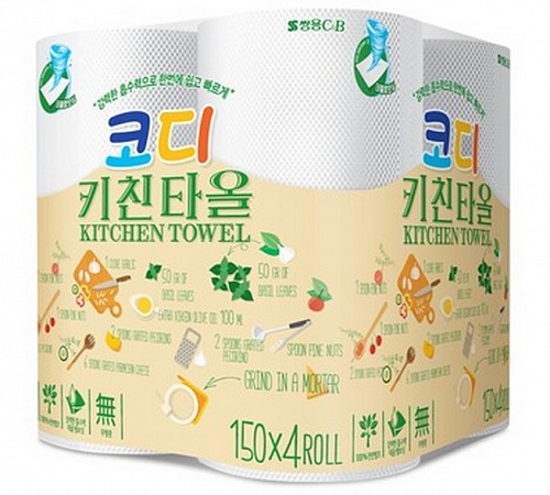 Компактные кухонные салфетки(двухслойные, плотные, тиснёные) Ssangyong Codi  Kitchen Towel