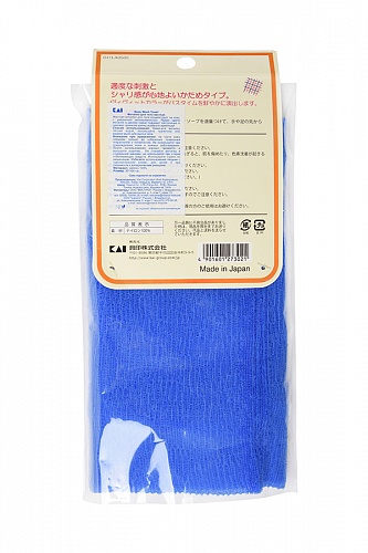 Мочалка для тела Kai Body Wash Towel жесткая, синяя, 30x100 см Kai 0