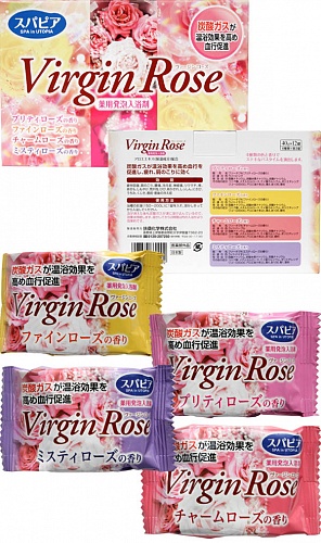Соль для ванны на основе углекислого газа c бодрящим эффектом и ароматом роз Fuso Kagaku Virgin Rose