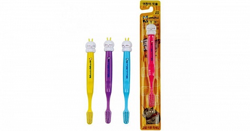Зубная щетка для детей от 5 лет со сверхтонкими щетинками двойной высоты и анатомической ручкой (мягкая) EQ MAXON MashiMaro Kids