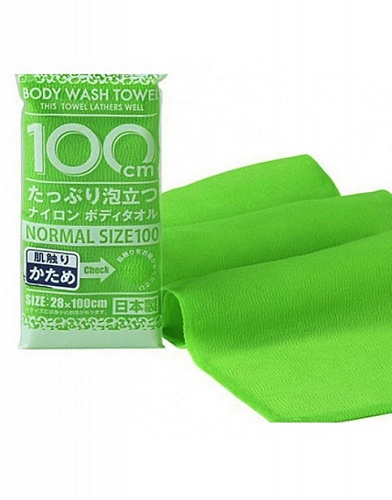 Массажная мочалка для тела  средней жесткости, салатовая Yokozuna SHOWER LONG BODY TOWEL