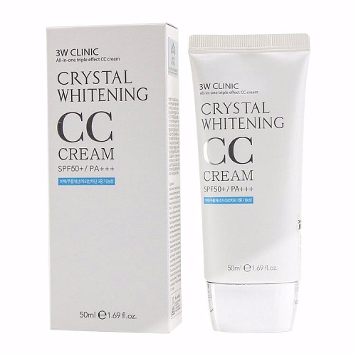 СС-крем натуральный беж 3W CLINIC Crystal Whitening CC Cream SPF 50+/PA+++ #2