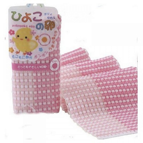Мочалка-полотенце эластичная Yokozuna &amp;quot;pokopoko egg&amp;quot; розовая