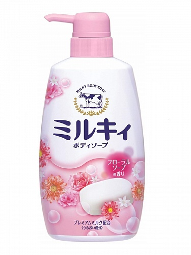 Мыло для тела молочное с аминокислотами шелка и ароматом цветов Gyunyu Sekken Kyoshin Milky Body Soap