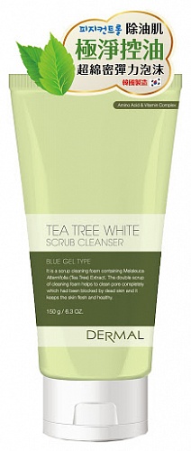 Пенка для умывания Чайное дерево Dermal Korea TEA TREE WHITE SCRUB CLEANSER