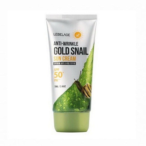 Крем солнцезащитный против морщин с улиточным муцином и золотом Lebelage Anti-Wrinkle Gold Snail Sun Cream SPF50+ PA+++