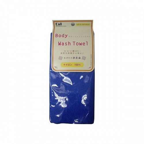 Мочалка для тела Kai Body Wash Towel жесткая, синяя, 30x100 см Kai 0