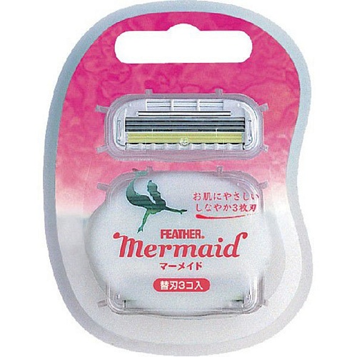Запасные кассеты с тройным лезвием для станка Feather Safety Razor &amp;quot;Mermaid Rose Pink&amp;quot; Русалочка