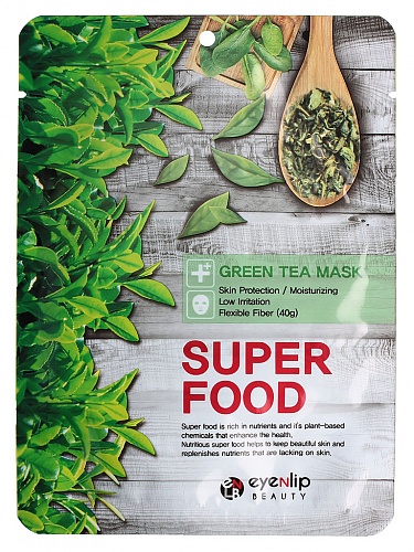 Маска для лица тканевая Зеленый чай Eyenlip SUPER FOOD GREEN TEA MASK