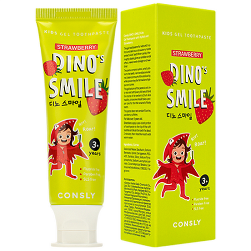 Паста зубная гелевая детская с ксилитом и вкусом клубники CONSLY Dino&#039;s Smile