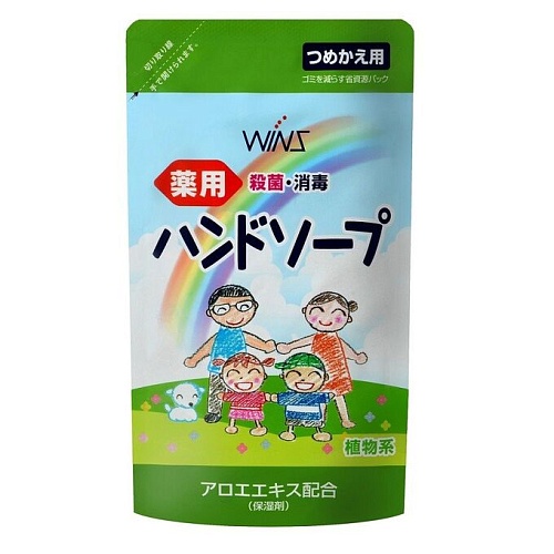 Семейное жидкое мыло для рук с экстрактом Алоэ с антибактериальным эффектом, сменная упаковка Nihon Detergent Wins Hand Soap