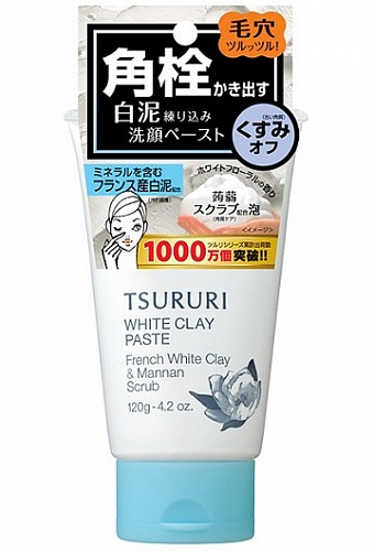 Пенка-скраб для глубокого очищения кожи с французской белой глиной и японским маннаном BCL TSURURI