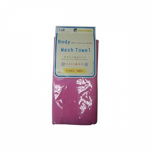 Мочалка для тела Kai Body Wash Towel средней жесткости, розовая, 30×100 см Kai 0