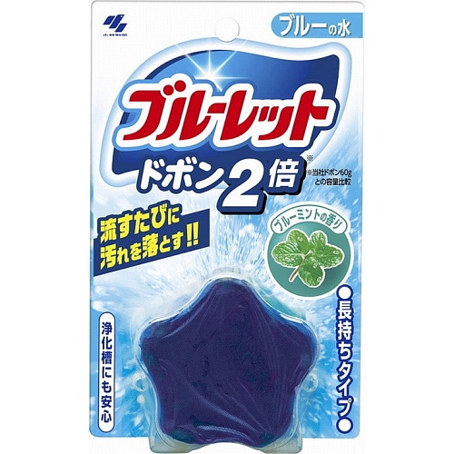 Таблетка для бачка унитаза очищающая с ароматом мяты Kobayashi Bluelet Dobon Double Blue Mint