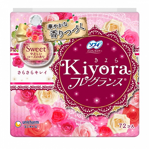 Ежедневные женские гигиенические прокладки  аромат розы UNICHARM SOFY Kiyora &amp;quot;Sweet&amp;quot;