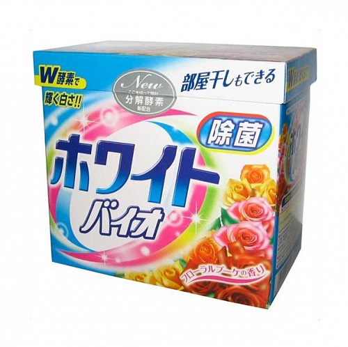 Стиральный порошок с кондиционером с цветочным ароматом Nihon Detergent White Bio Plus Antibacterail