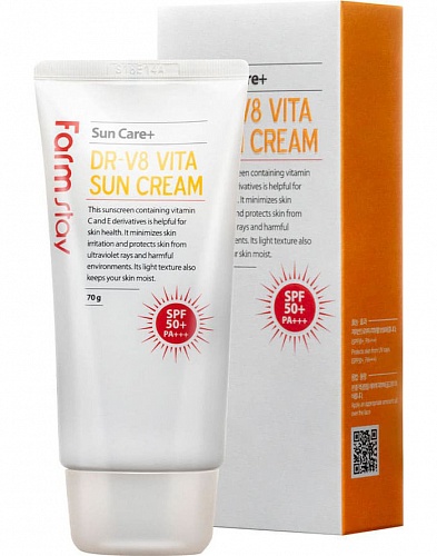 Солнцезащитный крем для лица с витаминным комплексом Farm Stay DR-V8 Vita Sun Cream SPF 50+ PA+++