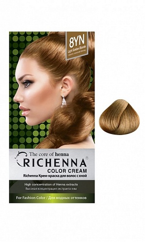Крем-краска для волос с хной Richenna Sewha P&amp;C Inc. Color Cream Light Golden Blonde № 8YN
