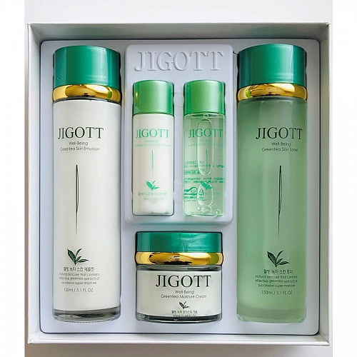 Набор косметический для лица с экстрактом зеленого чая Jigott Well-Being Green Tea Skin Care 3Set
