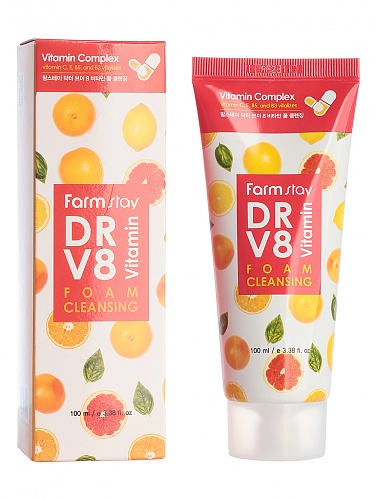 Пенка для умывания витаминная Farm Stay DR-V8 Vitamin Foam Cleansing
