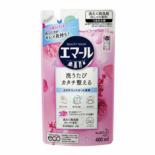Средство для стирки шерсти, шелка и деликатных тканей Kao Corporation с ароматом цветов (запасной блок)
