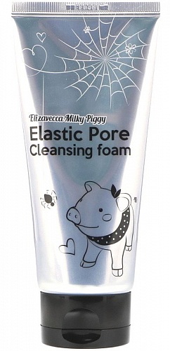 Пенка для умывания и очищения пор черная Elizavecca Milky Piggy Elastic Pore Cleansing Foam